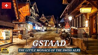 Gstaad 🇨🇭 Switzerland  A Luxurious Ski Resort  Night Walking Tour 4K Ultra HD [upl. by Koran]