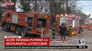 Incendiu la Taverna Racilor în Snagov Arde restaurantul lui Pescobar [upl. by Dlareme]