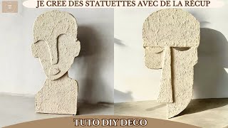 DIY  CRÉATION DE STATUETTES DÉCO AVEC DU CARTON 📦 [upl. by Arytahs]