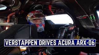 Max Verstappen Drives an Acura ARX06 GTP For the First Time  F1 Las Vegas GP 2024 [upl. by Sotsirhc]