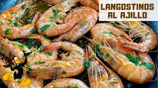 Langostinos Salteados al Ajillo con Vino Blanco 🦐 ¡En Sartén y sin Pelar [upl. by Itak]