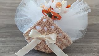 Sacchetto Bomboniera Uncinetto Tutorial 💐🧡 Souvenir Crochet Tutorial [upl. by Alig768]