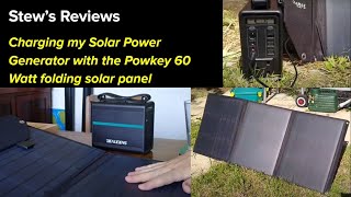 Reviewing my Powkey 60 Watt folding solar panel and charging my Beaudens 166 WH Power Station [upl. by Olmsted]