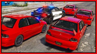 GTA 5 Roleplay  Lancer Evo Crew EMBARRASSES Cops  RedlineRP [upl. by Hplodur611]