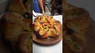 STAR PIZZA pizza pizzarecipe recipe cheese cheesepull streetfood olympics viralvideo bts [upl. by Sherfield]