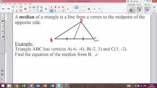 LHS Higher Mathematics  Straight Line 10  Medians [upl. by Bocoj]