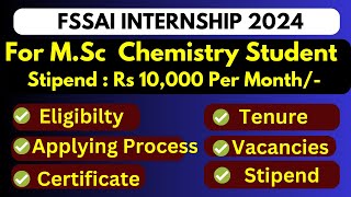 FSSAI INTERNSHIP For MSc Chemistry Students✔ [upl. by Dine536]