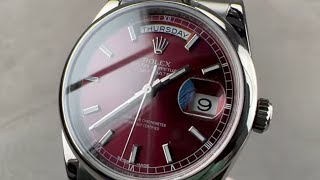 Rolex DayDate 36 White Gold CHERRY Dial 118209 Rolex Watch Review [upl. by Sklar]