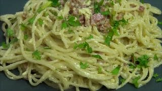 Spaghetti a la Carbonara otro clasico de la cocina Italiana A mi manera [upl. by Thedric96]