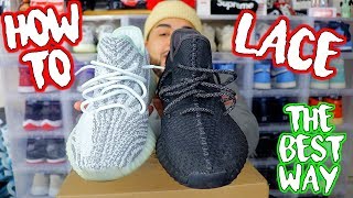 HOW TO LACE YEEZY 350 v2  BEST WAYS TO LOOSE LACE [upl. by Gnahk]