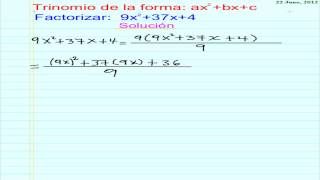 Trinomio de la forma ax2bxc N°07 [upl. by Cottle]