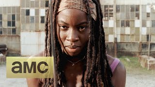 On Set With Danai Gurira On the Michonne Action Figure The Walking Dead [upl. by Zzabahs739]