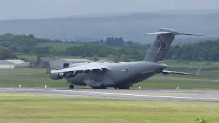 Australian C17A Globemaster III lands Prestwick Airport [upl. by Dlonyar]