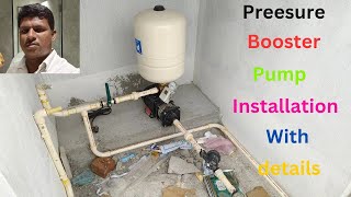 Preesure booster pump installation with details  Preesure booster pump for home [upl. by Nosretep]