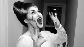 Bride of Frankenstein Black and White Makeup AND Hair Tutorial [upl. by Fia385]