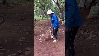 Sweeping the Yard in the Countryside  Peaceful Rural Life  Countryside Vlog [upl. by Ardekahs]