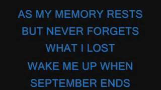 Green DayWake Me Up When September Ends lyrics [upl. by Milzie]