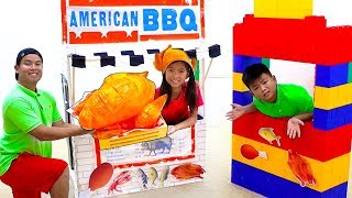 Wendy and Alex Pretend Play Cooking Giant BBQ Playset Toy Restaurant Cafe [upl. by Yenroc]