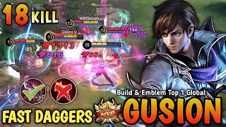 18 Kills New OP Build and Emblem For Gusion PLS TRY  Build Top 1 Global Gusion [upl. by Zelde106]