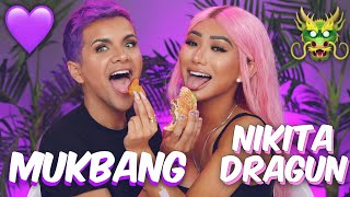 Mukbang feat Nikita Dragun Burgers Boys amp Drama [upl. by Macmullin]