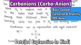 Carbanions CarboAnion  Formation Of Carbanion amp Stability Of Carbanions  MScNotes [upl. by Gault309]