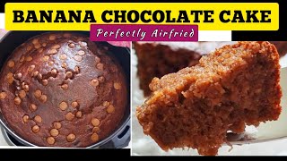 EASY AIR FRYER BANANA CHOCOLATE CAKE RECIPE HOW TO AIR FRY MOIST CAKE FROM SCRATCH AT HOME CAKE [upl. by Linn]