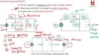 Introduction to DC Transients Lecture  22 27 Nov 2020 [upl. by Gnilrets]