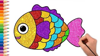 Aprenda a desenhar Glitter Fish  Desenhos fáceis  Fun Learning Drawing Videos [upl. by Hanako]