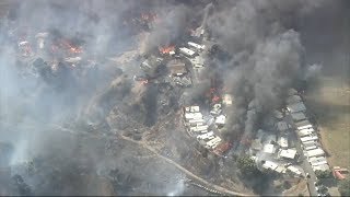 Winddriven flames engulf several homes in Riverside Countys Calimesa I ABC7 [upl. by Etsirhc]