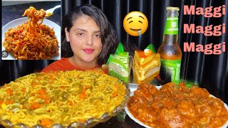 ASMR Eating Indian Maggi Masala Chilli Garlic Chicken Pastry Homemade Mukbang Indian Streetfood [upl. by Ziul]