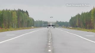 F35A fighter jets land on highway in a world first [upl. by Aihsyt]