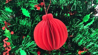 EASY HONEYCOMB CHRISTMAS PAPER BAUBLE  PAPER CRAFT  DIY CHRISTMAS DECORATION IDEAS  PAPER BALL [upl. by Lehcear]