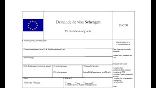 REMPLISSAGE FORMULAIRE VISA SCHENGEN 2020  ملئ استمارة طلب فيزا شينغن [upl. by Eedeed]