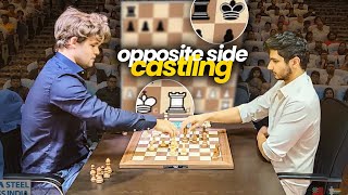 Magnus Carlsen vs Vidit Gujrathi  Opposite side castling  Tata Steel Chess India 2024 [upl. by Acinomal637]