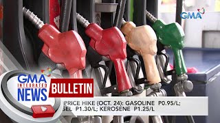 Oil price hike Oct 24 Gasoline P095L Diesel P130L  GMA Integrated News Bulletin [upl. by Akiraa8]