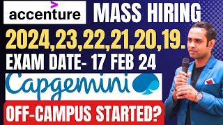 🔴Accenture Biggest Hiring 20242019  Exam Date1702  Capgemini Offcampus hiring [upl. by Eizus]