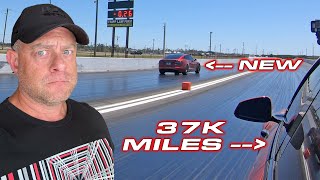 Why did my Tesla Plaid get slower with 37k miles  New vs Old Tesla Model S Plaid Drag Race [upl. by Quinta]