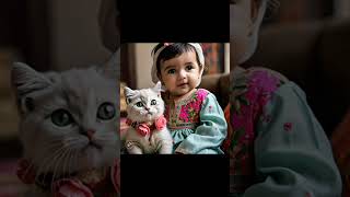 BABY GIRL AND KITTEN baby kitten [upl. by Cinelli]