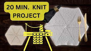 How to knit a hexagon  placemat  blanket  Automatic Machine Knitting [upl. by Refynnej]