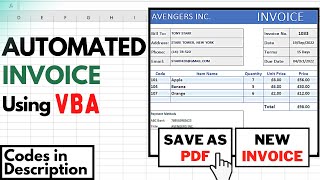 Create an Automated Invoice using Excel VBA 1Click Save to PDF amp New Invoice [upl. by Lejna975]