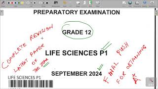 LIFE SCIENCES GRADE 12 PAPER 1 PREPARATORY 2024 SECTION A MEMO [upl. by Annij]