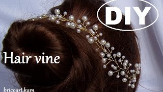 DIYTutoriel facile Vigne de cheveux pour mariéeBridal hair vine bricoartkam [upl. by Nalani980]