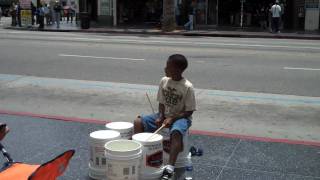 Little Kid Playing Drums at Graumans Chinese Theater [upl. by Silevi44]