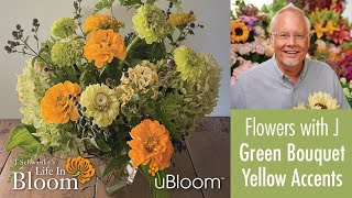 Green Flower Arrangement With Yellow Accents LIVE with J [upl. by Atinal]