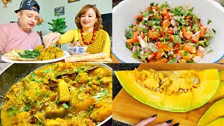 Phi Ju Khot Pathaw au ia une 🎃  Pork With Pumpkin Recipe  Husband Wife  Anisha amp Berg Khasi Vlog [upl. by Hsital]