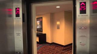 Schindler Miconic 10 Traction Elevators  New York Marriott Marquis  New York NY Low Rise [upl. by Ahsinrev]