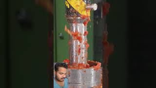 Tomato🍅and watermelon 🍉crushing 😍 😋 satisfying hydraulicpress crushing experiment hydrolicpress [upl. by Eisenstark]