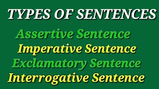 Types of Sentences  Assertive Imperative Exclamatory and Interrogative [upl. by Meela]