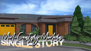 SINGLE STORY MidCentury Modern Home  Bloxburg  MM [upl. by Anawal]