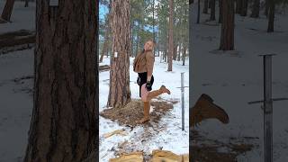 Screw it I’m chopping something else woodchopping axe outdoors logsplitter snow girlpower [upl. by Gunilla815]